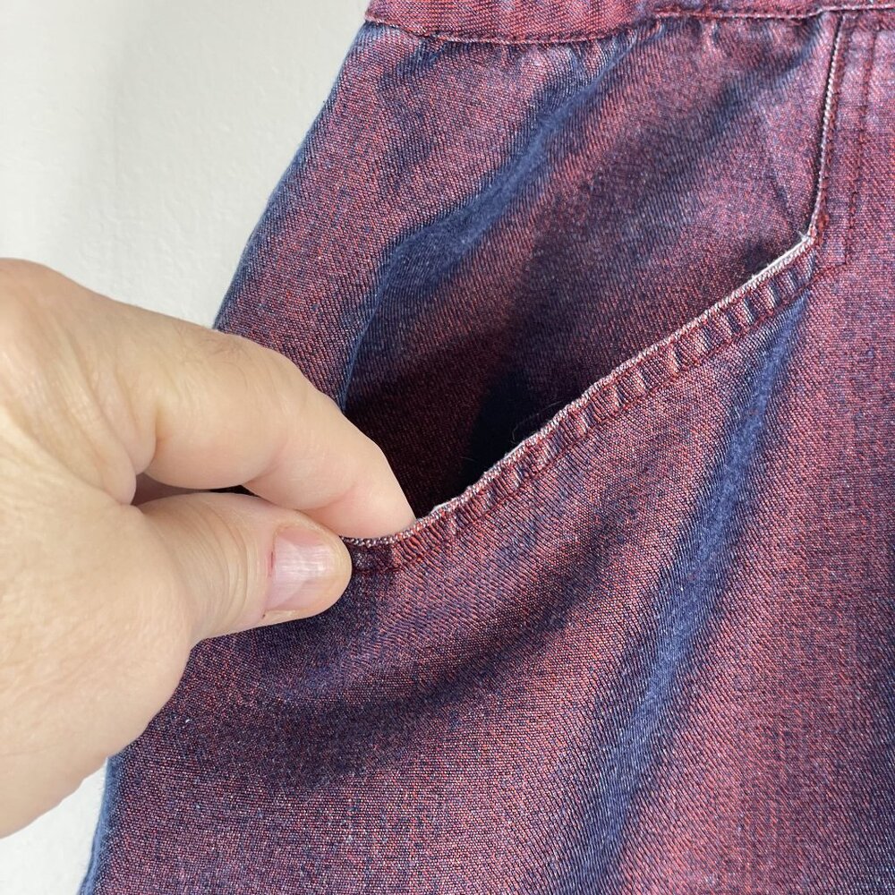 Vintage Indie Denim Skirt Womens 3X Red Irridescent Grunge Casual Modest Classic - Picture 4 of 8